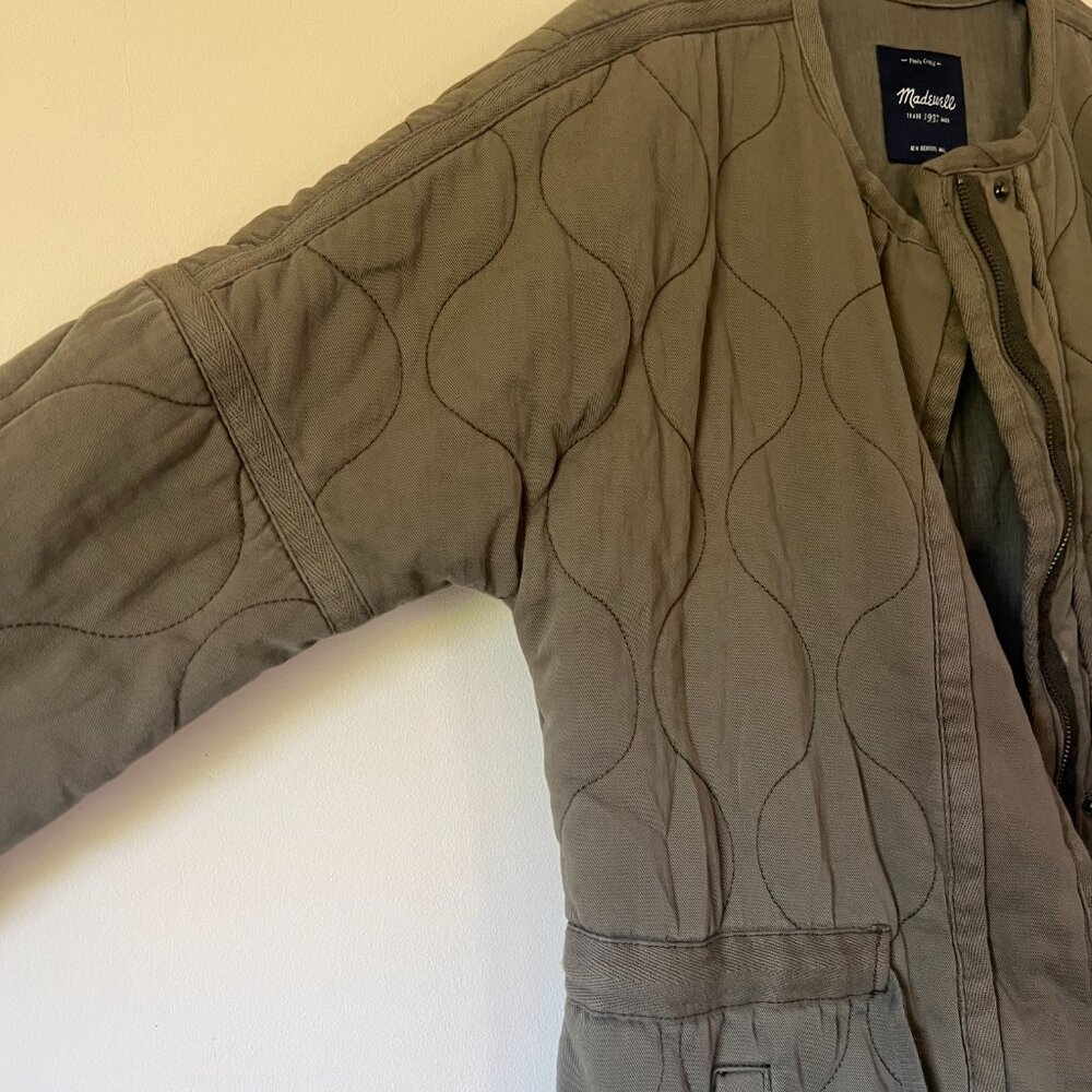 Madewell Quilted Drawstring Jacket Military Green Button Coat Size S-M - Picture 12 of 12